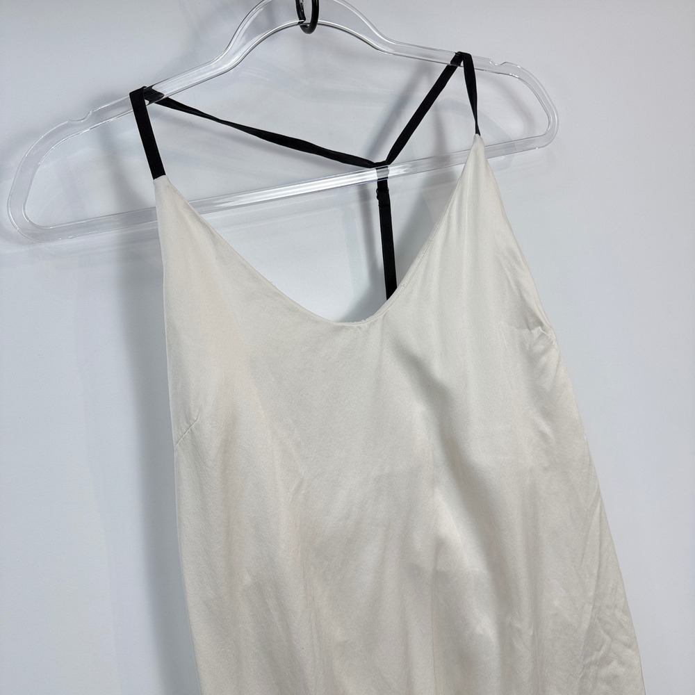 Lunya Silk Slip Dress Womens Large Cream Black T-Back Washable Pockets Excellent - Picture 3 of 12